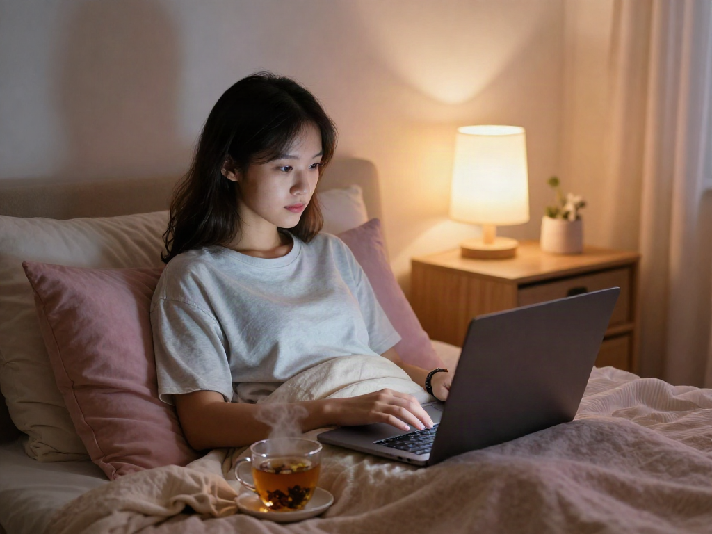 Engaging ai porn chat experience in a cozy bedroom setting.
