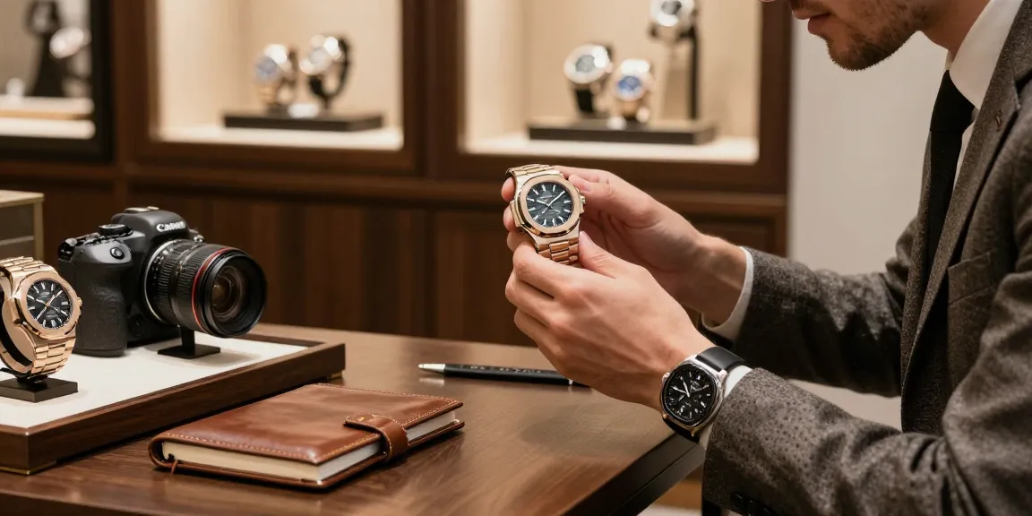 Exploring high-quality clone watches in a stylish boutique setting, showcasing luxury replicas.