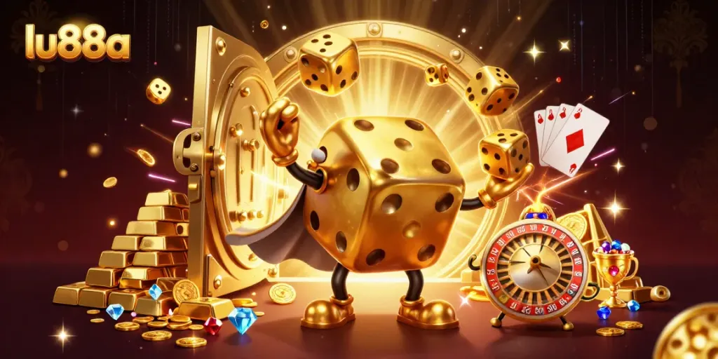 Engage with the exciting world of lu88a, featuring a vibrant casino-themed scene with animated characters.