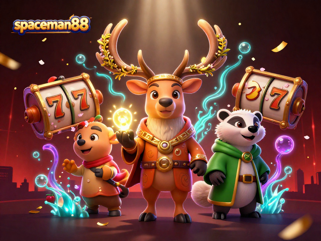Experience the thrill of spaceman88 with engaging 3D casino action featuring vibrant symbols and characters.